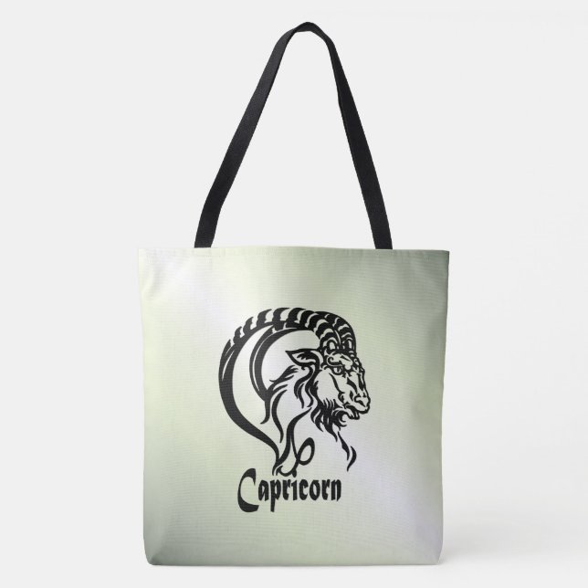 Bolsa Tote Capricórnio o Bode Marinho Zodíaco Verde (Frente)