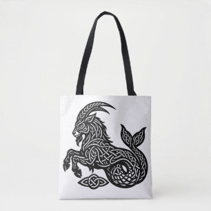 Bolsa Tote Capricórnio — Zodíaco de Tinta Assombrada Cabra‑Pe