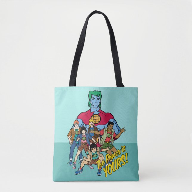 Bolsa Tote Captain Planet Group Graphic - The Power Is Yours! (Frente)