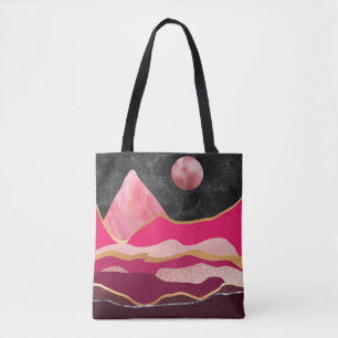 Bolsa Tote Captivando a paisagem da montanha de abstrato rosa