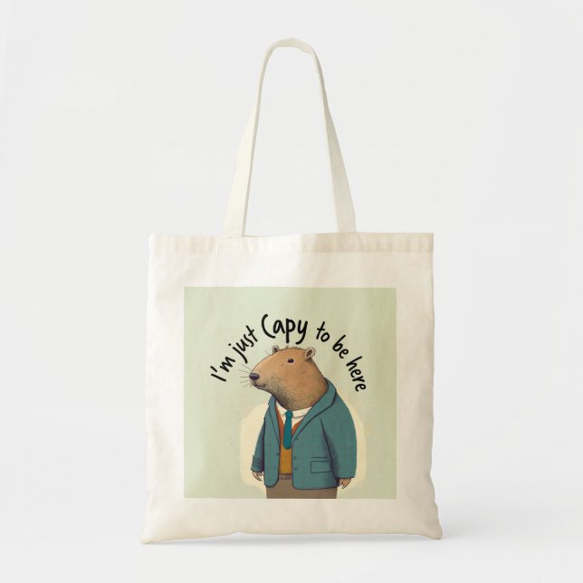 Bolsa Tote Capybara "Sou Capaz de Estar Aqui" Tote Bag! (Frente)