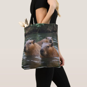 Bolsa Tote Capybaras Nadando No Rio,