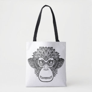 Bolsa Tote Cara 2 do Doodle do macaco