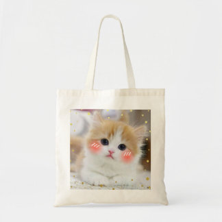 Bolsa Tote Cara Corada de Gatinho Kawaii Fofa