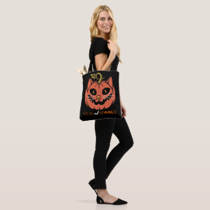 Bolsa Tote Cara De Abóbora De Gato Halloween, Cara De Abóbora