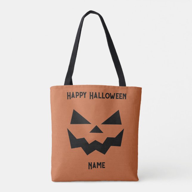 Bolsa Tote Cara de abóbora de Jack-o-lanterno (Verso)