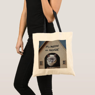 Bolsa Tote Cara de Gato Fofa Gatinho Divertido Adorável Anima