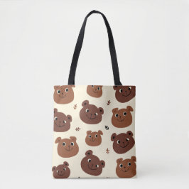 Bolsa Tote Cara de urso engraçado