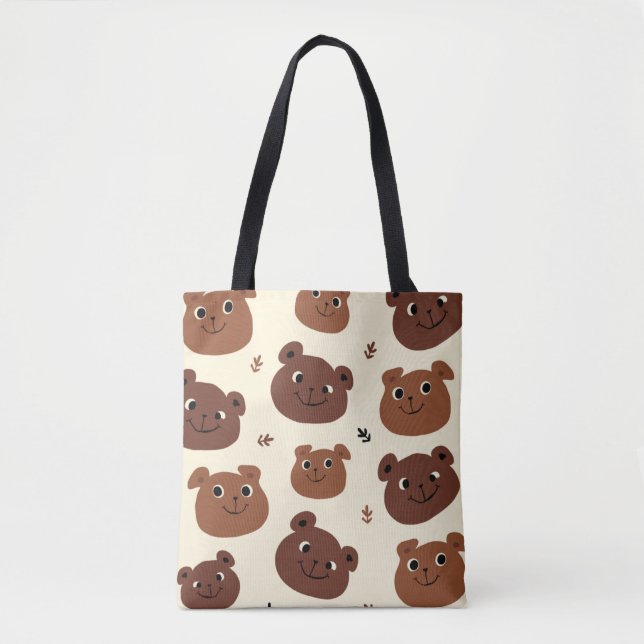 Bolsa Tote Cara de urso engraçado (Frente)