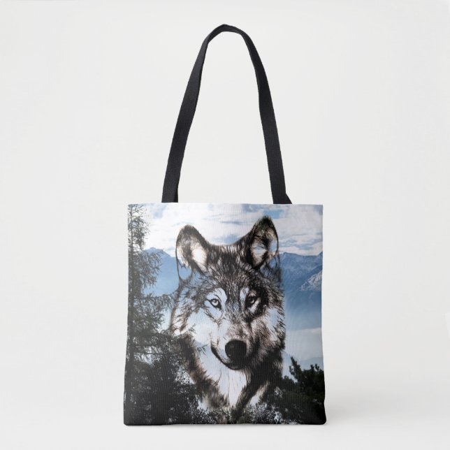 Bolsa Tote Cara do lobo no céu (Frente)