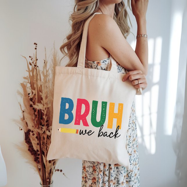 Bolsa Tote Cara, Estamos de Volta Saco Tote Divertido de Volt (bruh we back tote bag, funny school tote, back to school bag, student tote bag, teacher tote bag,)