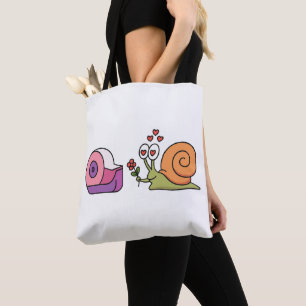 Bolsa Tote Caracol Amor & Fita – Adesivo Divertido e Fofo
