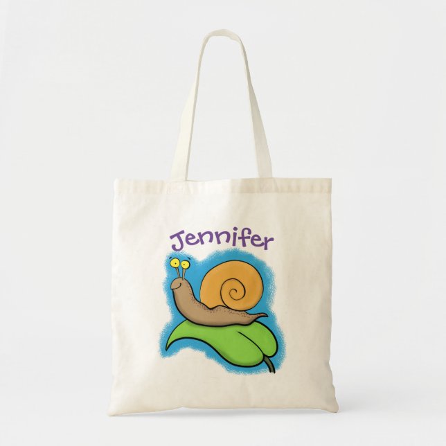 Bolsa Tote Caracol bonito e feliz numa ilustração de desenho  (Frente)
