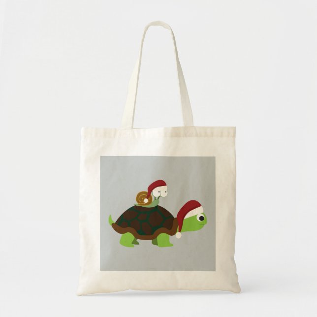 Bolsa Tote Caracol de Natal numa tartaruga (Frente)