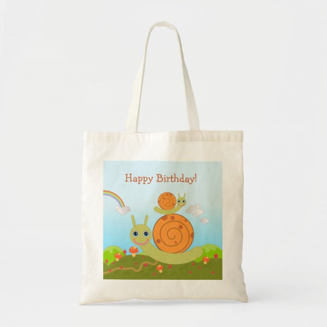 Bolsa Tote Caracol desejando feliz aniversário (Frente)