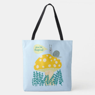 Bolsa Tote Caracol Whimsical em Magical Mushroom CUSTOM