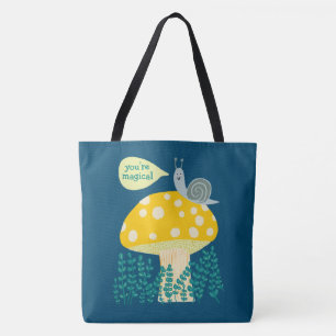 Bolsa Tote Caracol Whimsical em Magical Mushroom CUSTOM