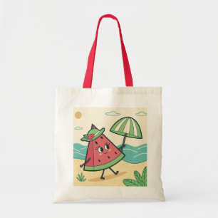 Bolsa Tote Caractere de melancia branca na praia - Saco de To