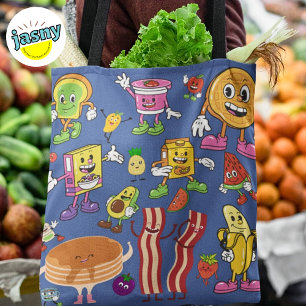 BOLSA TOTE CARACTERES COLORIDOS DO CAFÉ DA MANHÃ