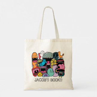 Bolsa Tote Caracteres de Monstros de Cubo Lista de Biblioteca