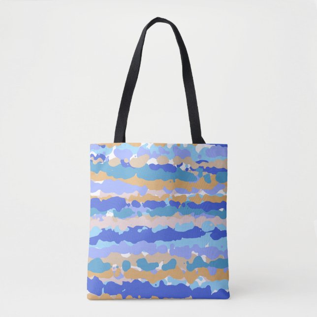 Bolsa Tote Caramelo abstrato Gráfico Azul Teal Laranja (Frente)