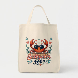 Bolsa Tote Caranguejo Amor Água Salgada Amante Oceano