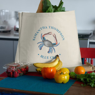 Bolsa Tote Caranguejo Azul Minimalista Simples Caranguejo Náu
