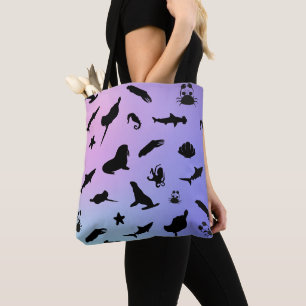 Bolsa Tote caranguejo-da-baleia-do-tubarão-sombra no oceano g