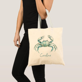 Bolsa Tote Caranguejo Personalizado Aquarela Costeira