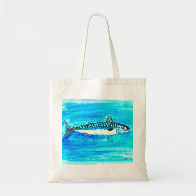 Bolsa Tote Carapau aquarela oceano sob o mar (Frente)