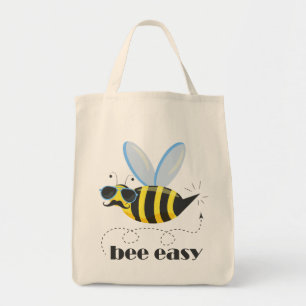 Bolsa Tote Caráter de abelha com óculos de sol do bigode Abel