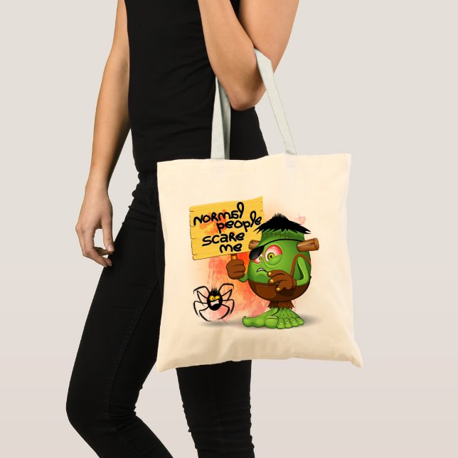 Bolsa Tote Caráter Frankenstein 'Normal Pessoas Scare Me' (Frente (produto))