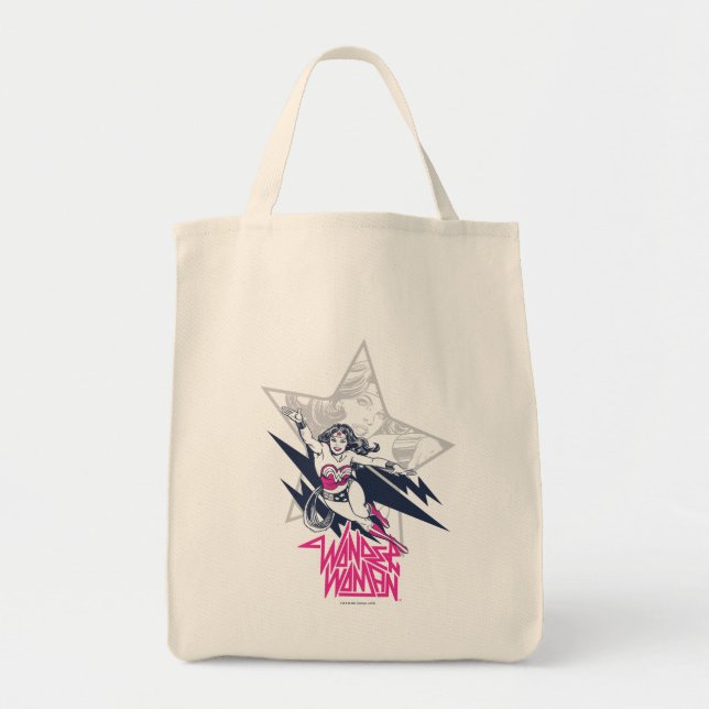 Bolsa Tote Caráter Voador do Glam Rock da Mulher Maravilha (Frente)