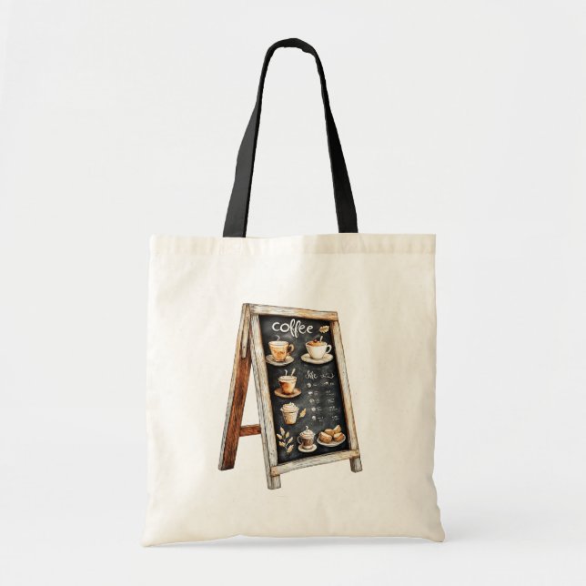 Bolsa Tote Cardápio Coração de Xícara de Café (Frente)