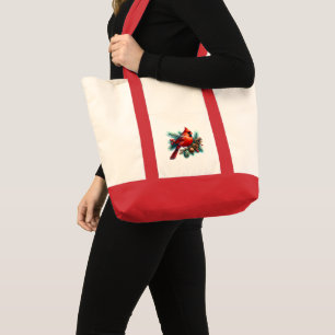 Bolsa Tote Cardeal em Pine Branch com Berries de inverno
