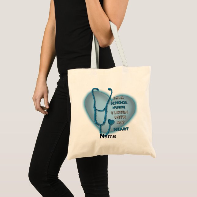 Bolsa Tote Cardíaca Azul Enfermeira Tote Bag (Frente (produto))