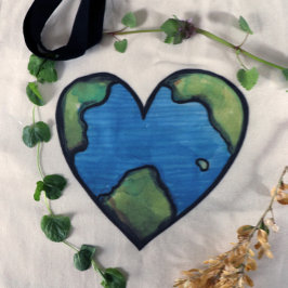Bolsa Tote Cardíaco do Dia da Terra Aquarela Arte Terrestre
