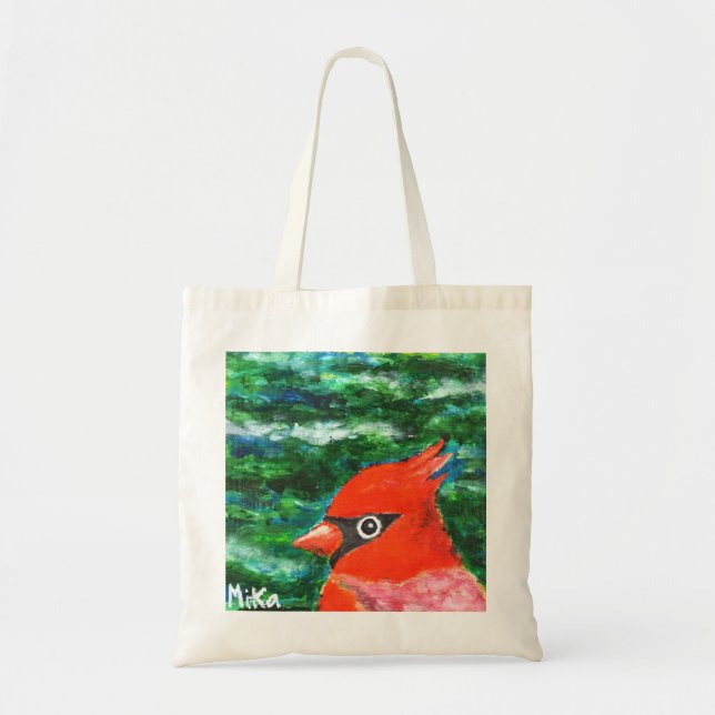Bolsa Tote Cardinal Bird Red Christmas Foliday Bird FolArt (Frente)