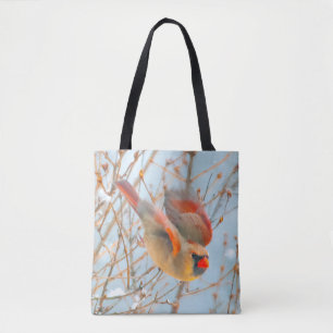 Bolsa Tote Cardinal-do-norte Voando - Fotografia Original