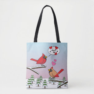 Bolsa Tote Cardinhos de Norte Vermelho Bonito Adoram Paisagem