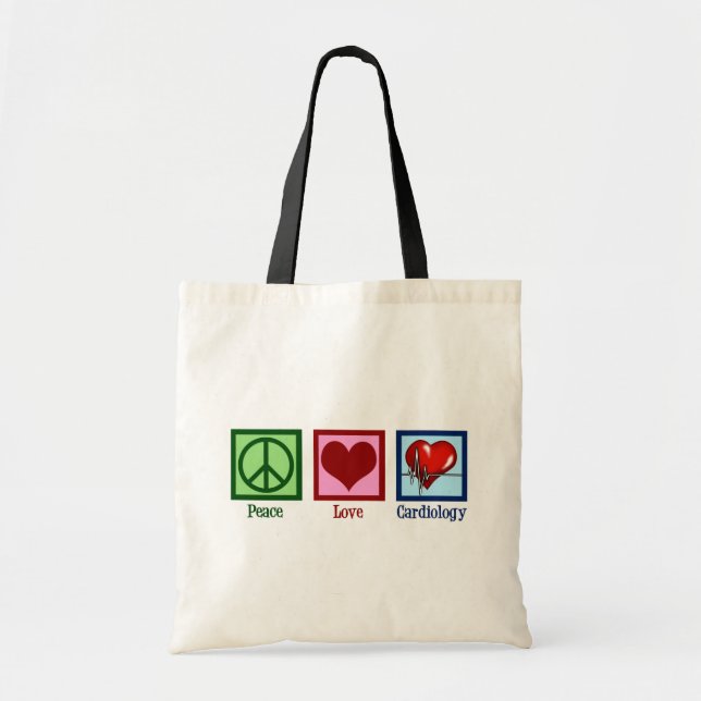Bolsa Tote Cardiologia de Paz e Amor Cirurgião Cardíaco Batim (Frente)