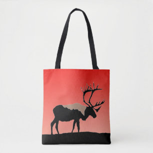 Bolsa Tote Caribu ao Pôr do Sol - Arte Original da Vida Selva
