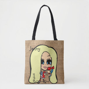 Bolsa Tote Caricatura loira personalizada de cabelos