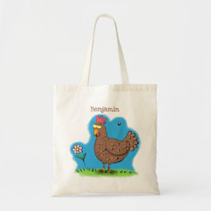 Bolsa Tote Caricatura rústica de frango engraçada