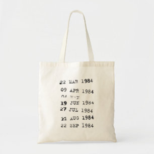 Bolsa Tote Carimbos de Biblioteca Data de Conclusão 1984