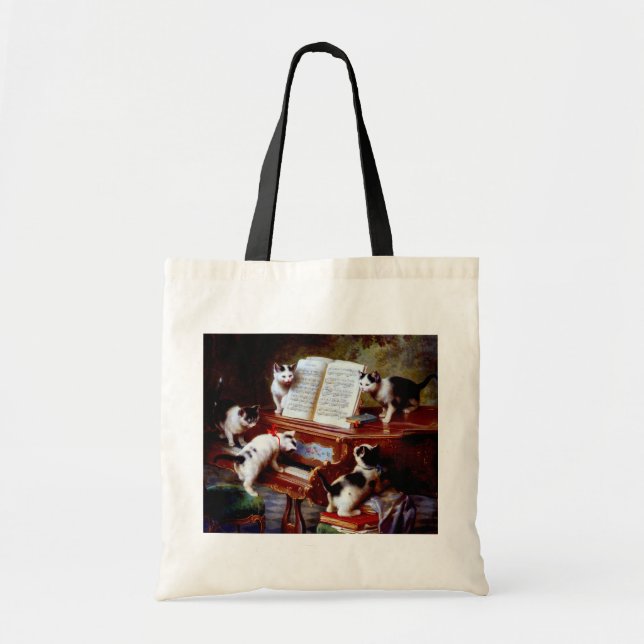 Bolsa Tote Carl Reichert Kittens Tocando Piano (Frente)