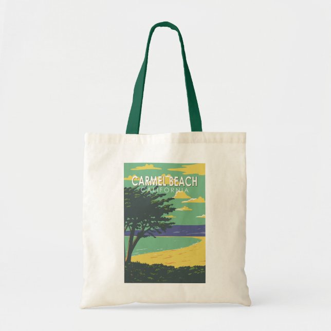 Bolsa Tote Carmel Beach Viagem Art Vintage (Frente)