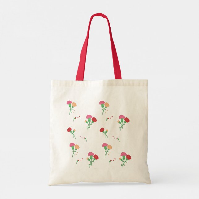 Bolsa Tote Carnation Floral Pattern Tote Bag (Verso)