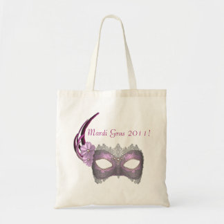 Bolsa Tote "Carnaval 2011!" - Lavanda/máscara cor-de-rosa do