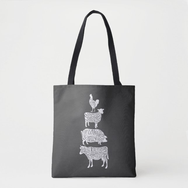 Bolsa Tote carne de porco de vaca açougueiro carne de frango  (Frente)
